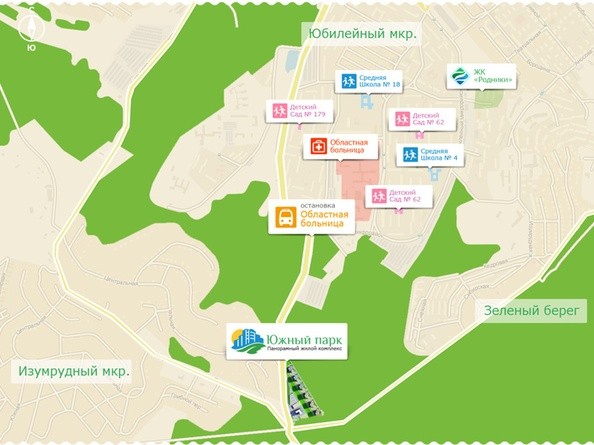 Карта расположения ЖК «Южный парк» на местности