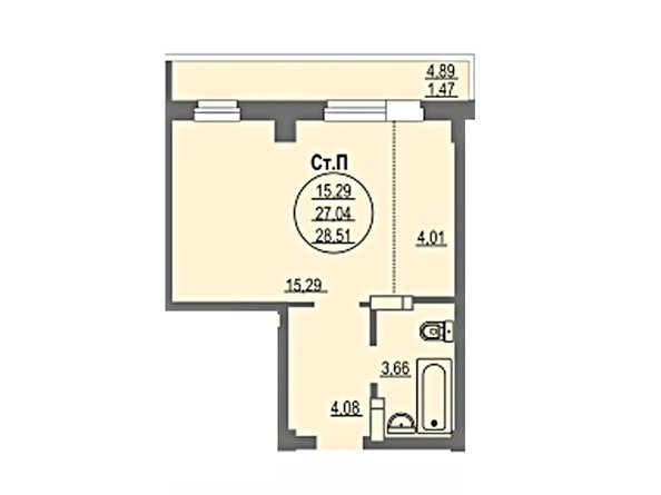 Планировка Студия 28,51 м²