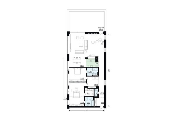Планировка четырехкомнатной квартиры 218,89 кв.м