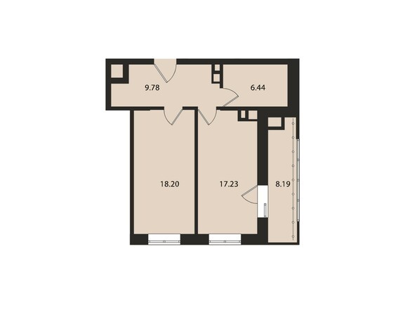 Планировка однокомнатной квартиры 59,8 кв.м