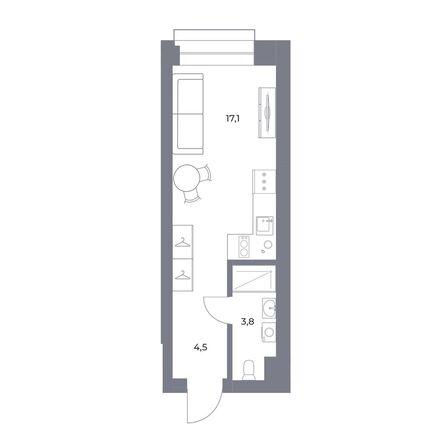 Планировка Студия 25,4 м²