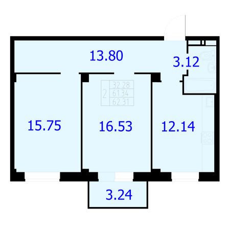 Планировка 2-комн 62,31 м²