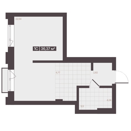 Планировка 1-комн 36,37 м²