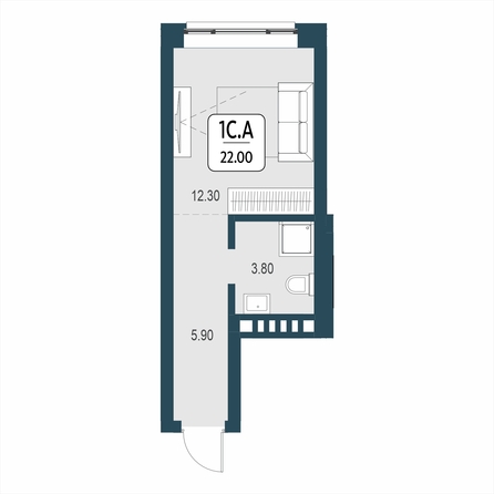 Планировка Студия 22 м²