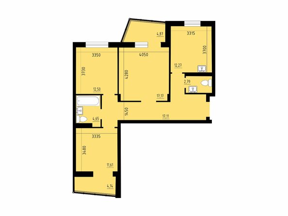 Планировка трехкомнатной квартиры 82,61 кв.м