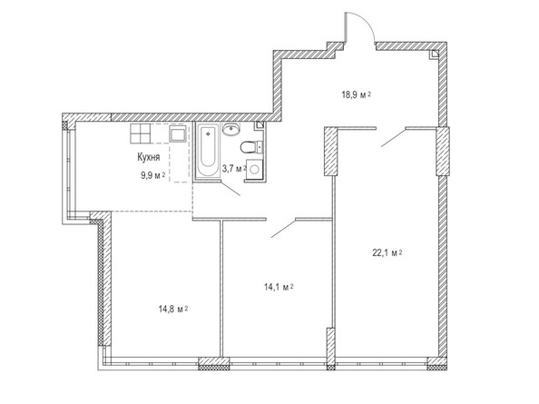 Планировка трёхкомнатной квартиры 85,5 кв.м