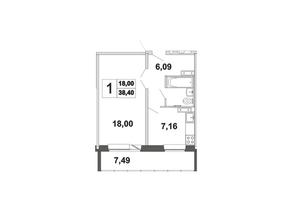 Планировка однокомнатной квартиры 38,4 кв.м