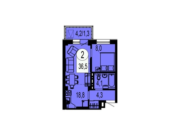Планировка двухкомнатной квартиры 36,5 кв.м