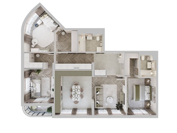 Планировка 3-комн 109, 109,3 м²