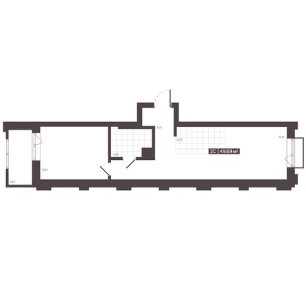 Планировка 2-комн 49,89 м²