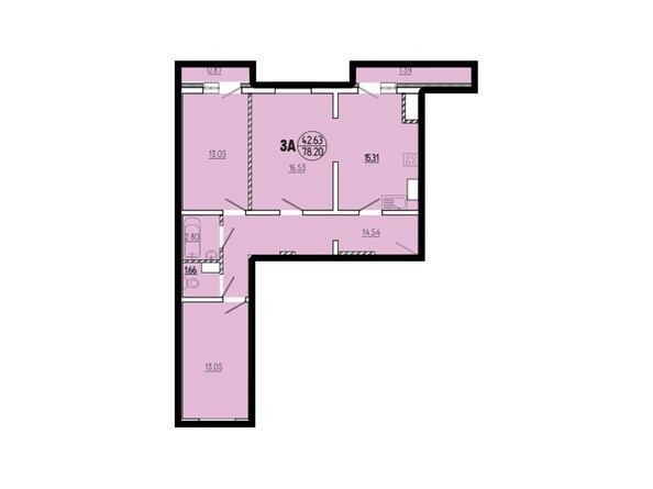 Планировка трехкомнатной квартиры 78,20 кв.м