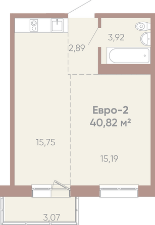 Планировка 1-комн 40,82 м²