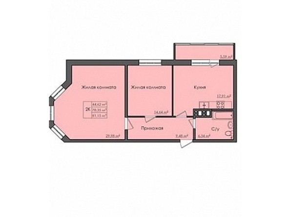 Планировка двухкомнатной квартиры 81 кв.м