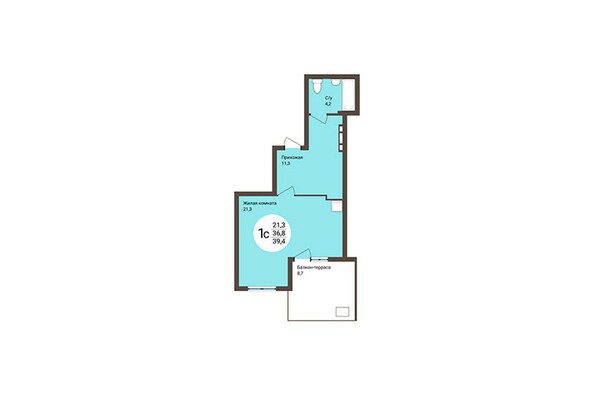 Планировка 1-комнатной квартиры 39,4 кв.м
