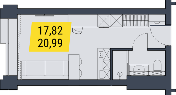 Планировка 1-комн 20,99 м²