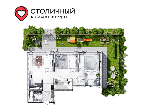 Планировка 2-комн 98,8 м²