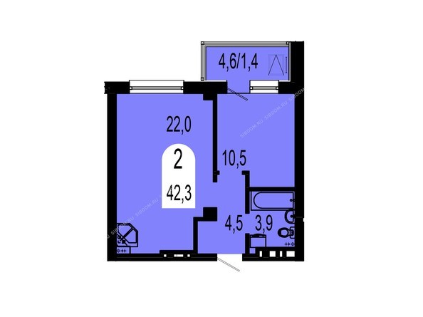 Планировка двухкомнатной квартиры 42,3 кв.м