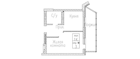 Планировка 1-комн 40,7 м²