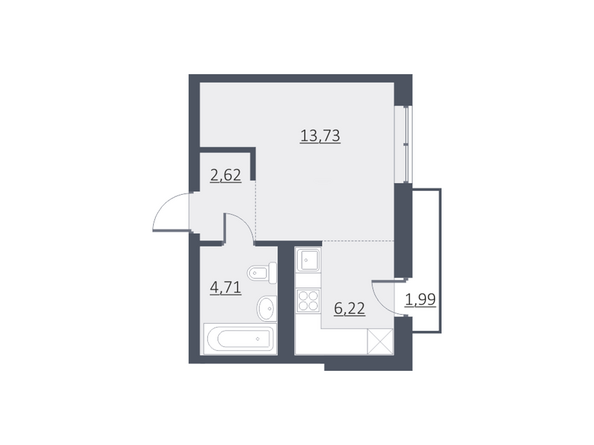 Планировка однокомнатной квартиры 27,42 кв.м