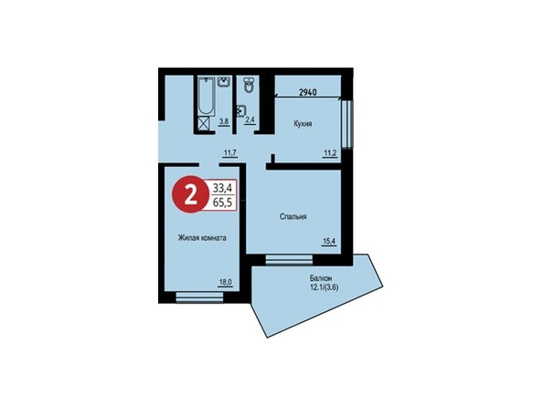 Планировка двухкомнатной квартиры 65,5 кв.м
