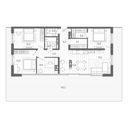 Планировка 5-комн 196,81 м²