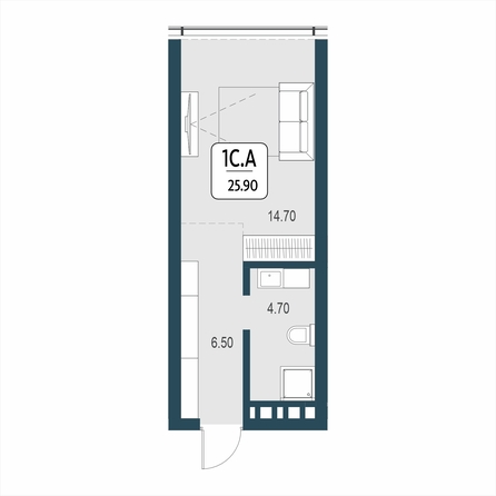 Планировка Студия 25,9 м²