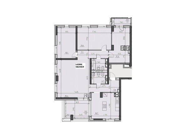 Планировка четырехкомнатной квартиры 138,8 кв.м