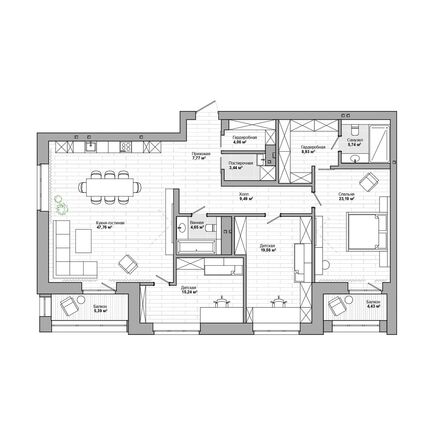 Планировка 3-комн 159,17 м²