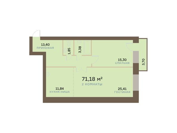 Планировка двухкомнатной квартиры 72,29 кв.м