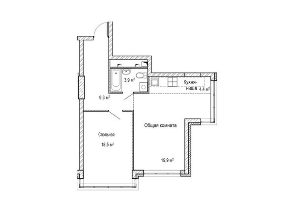 Планировка двухкомнатной квартиры 54,1 кв.м