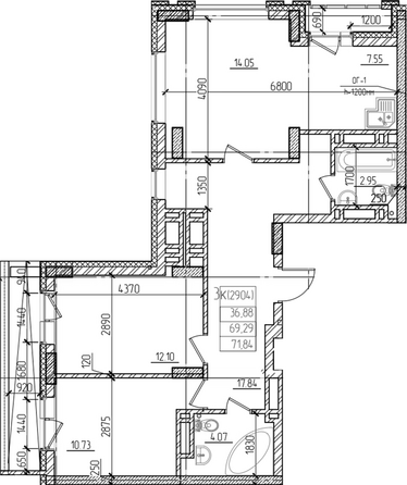 Планировка 2-комн 69,2 м²