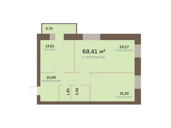 Планировка двухкомнатной квартиры 69,52 кв.м
