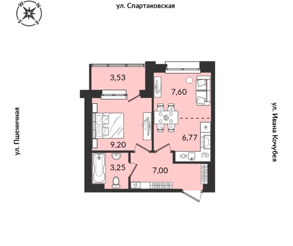 Планировка 1-комн 37,35 м²