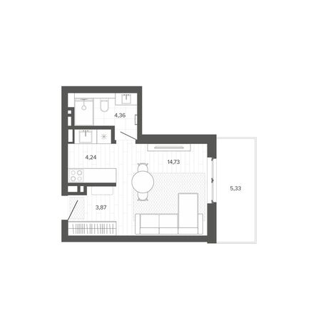 Планировка Студия 32,53 м²
