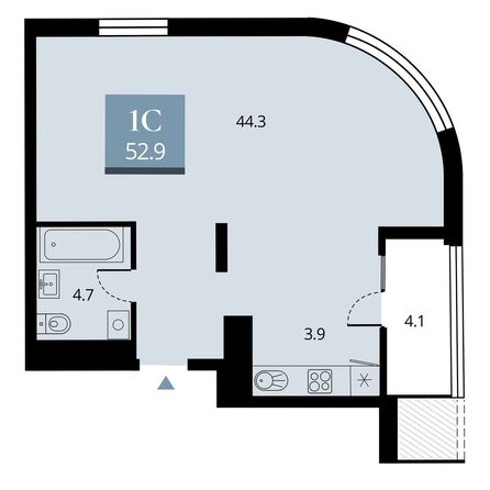Планировка Студия 52,9 м²