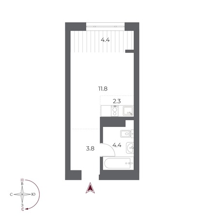 Планировка Студия 26,7 - 27,4 м²