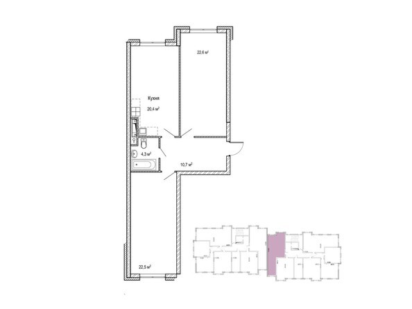 Планировка двухкомнатной квартиры 82,6 кв.м