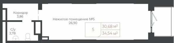 Планировка Студия 34,54 м²