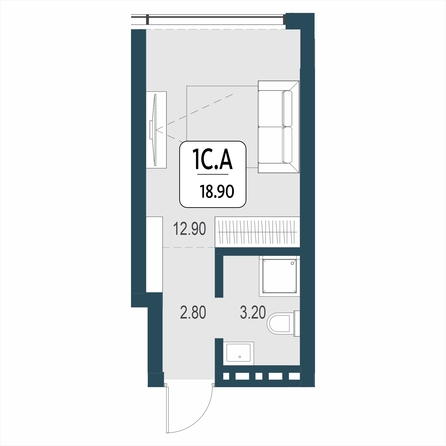 Планировка Студия 18,9 м²