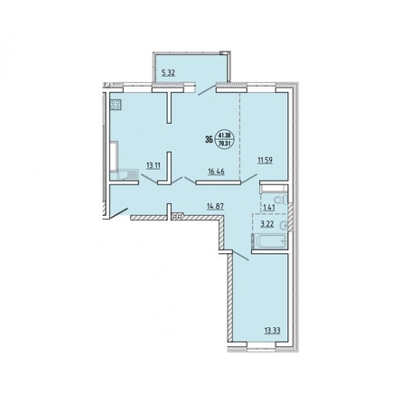 Планировка 3-комн 79,31, 79,81 м²