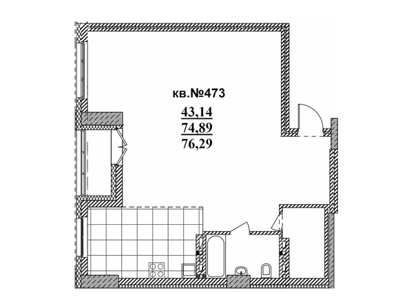 Планировка Студия 76,29 м²