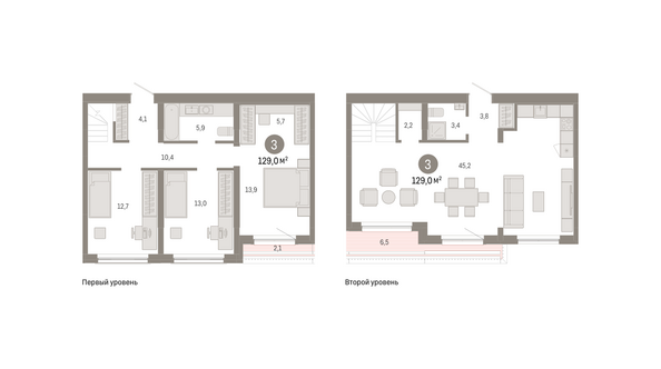 Планировка 3-комн 128,97 м²