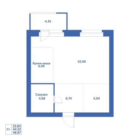 Планировка Студия 48,87 м²