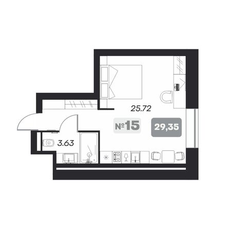 Планировка Студия 29,35 м²