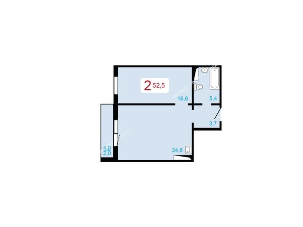 2-комнатная 52,5 кв.м