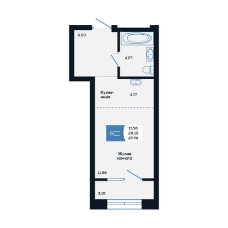 Планировка Студия 27,74 - 28,3 м²