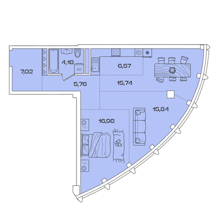 Планировка 2-комн 72,09 м²