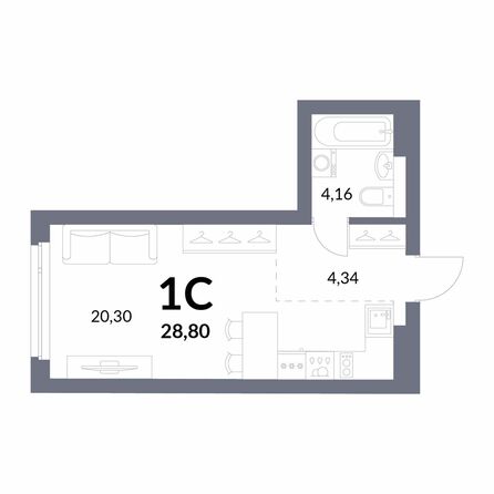 Планировка Студия 28,8 м²