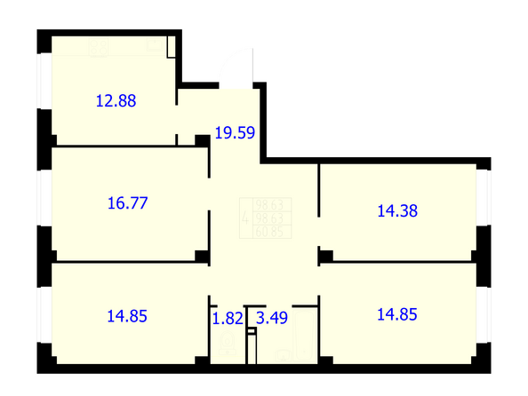 Планировка 4-комн 98,63 м²