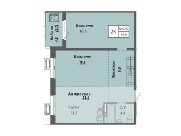 Планировка 2-комн 85,9 м²